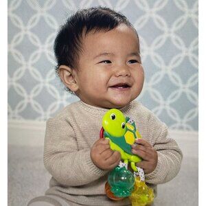 Infantino Turtle Jingle Sea Charms Baby Teether & Rattle With Polka Dot Straps